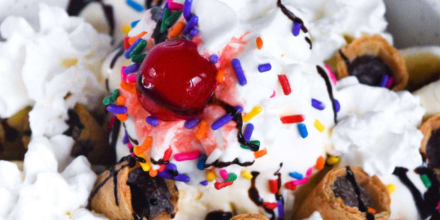 Ice cream sundae with Muddy Bites Waffle Cone Snacks